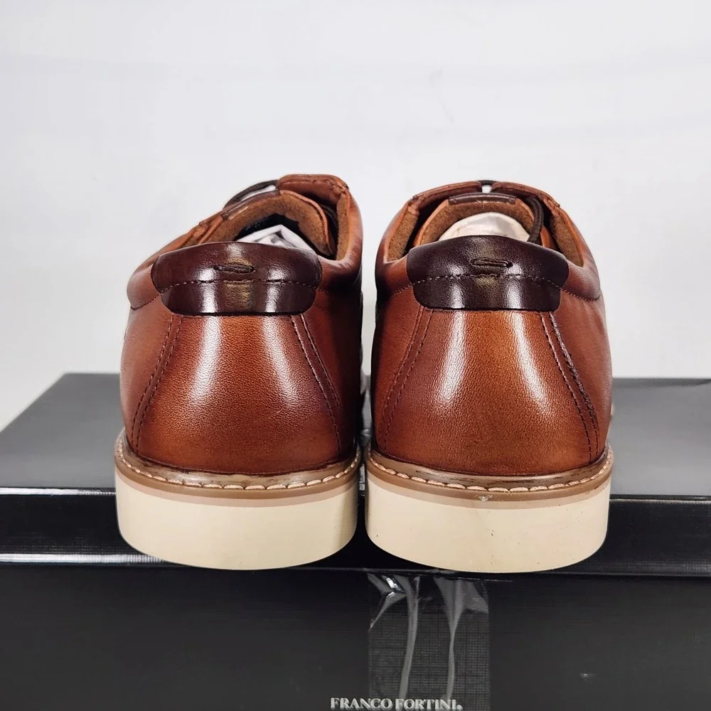 Franco Fortini Jefferey Dress Shoes Mens Size 12 Cognac Leather Oxford Derby